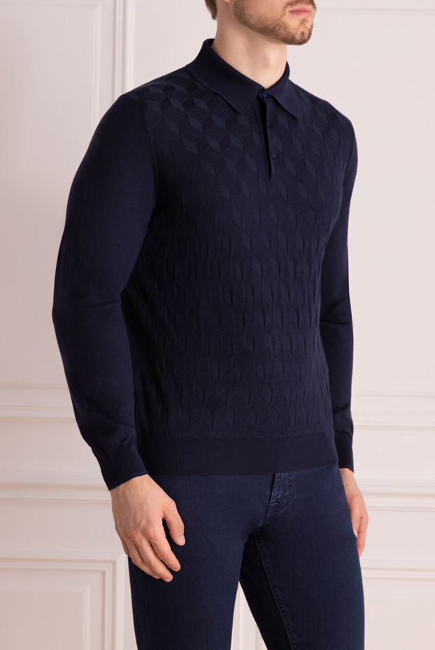 Stefano Ricci men's dark blue long sleeve polo shirt with buttons 175048 - photo 3