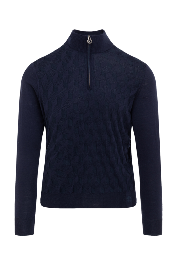Stefano Ricci dark blue wool and silk troyer with geometric pattern 175052 - photo 1