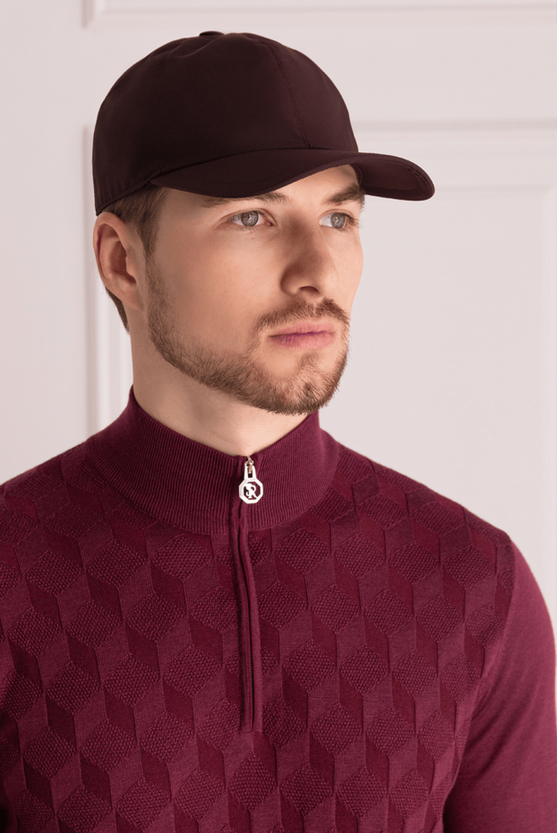 Cesare di Napoli man men's burgundy wool and polyamide cap buy with prices and photos 175087 - photo 2