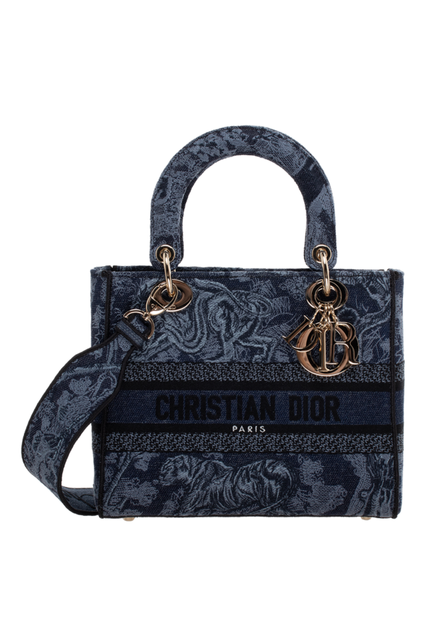 Dior lady d-lite blue cotton bag with gold metal charm 175113 - photo 3