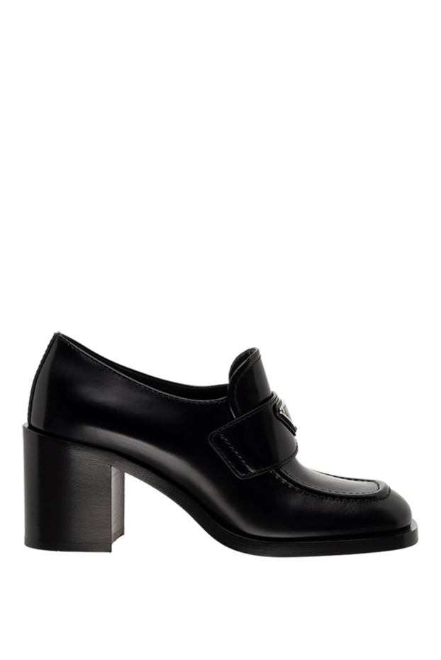Prada black leather loafers with a chunky heel women's 175139 - photo 1