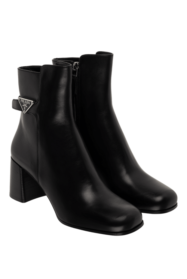 Prada leather ankle boots with decorative logo buckle black women's 175141 - photo 3