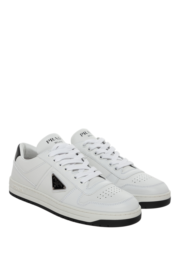Prada white leather sneakers with black sole and logo on the tongue 175143 - photo 3
