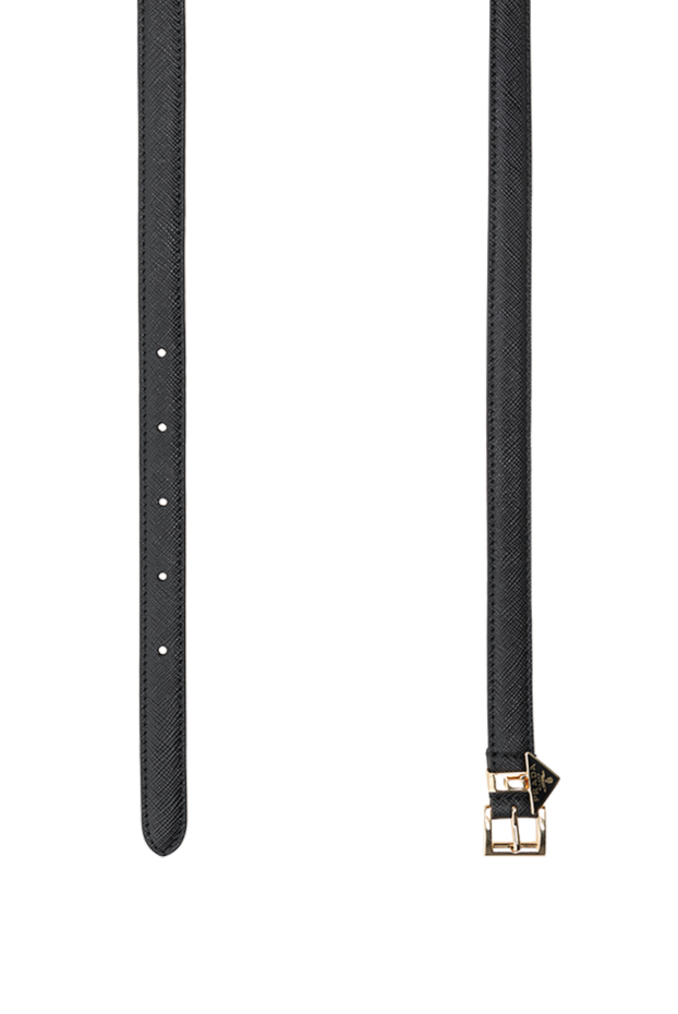 Prada black leather belt with gold-plated logo women's 175157 - photo 3