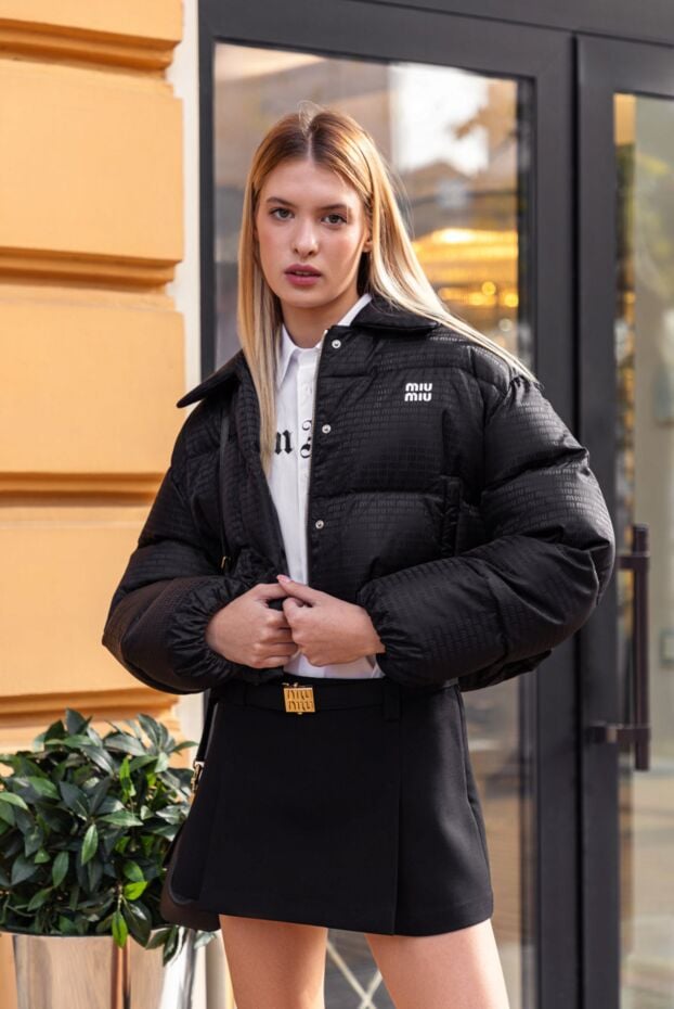 Miu Miu black cropped jacket with snap buttons women's 175180 - photo 2