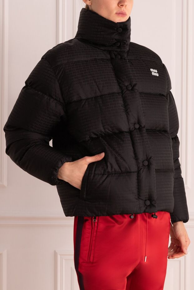 Miu Miu black insulated women's down jacket with embossing and branded embroidery 175182 - photo 3
