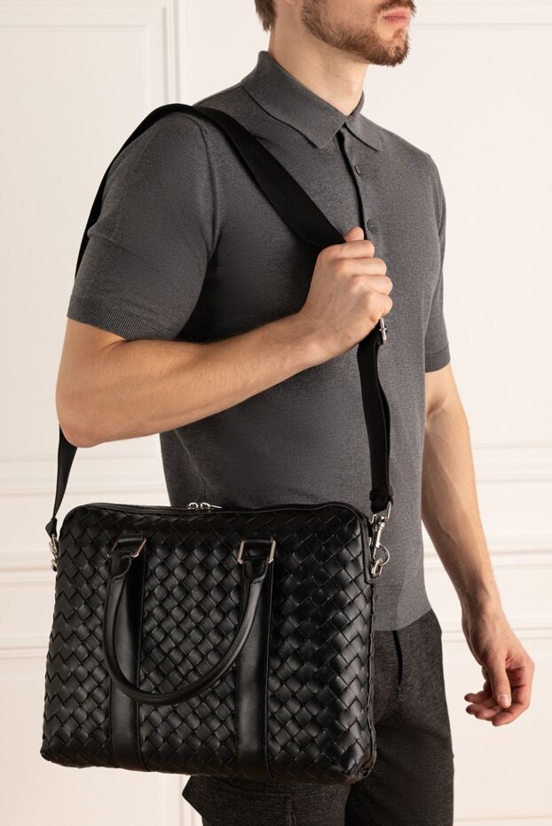 Bottega Veneta intrecciato slim briefcasemade of woven calfskin, black 175230 - photo 3