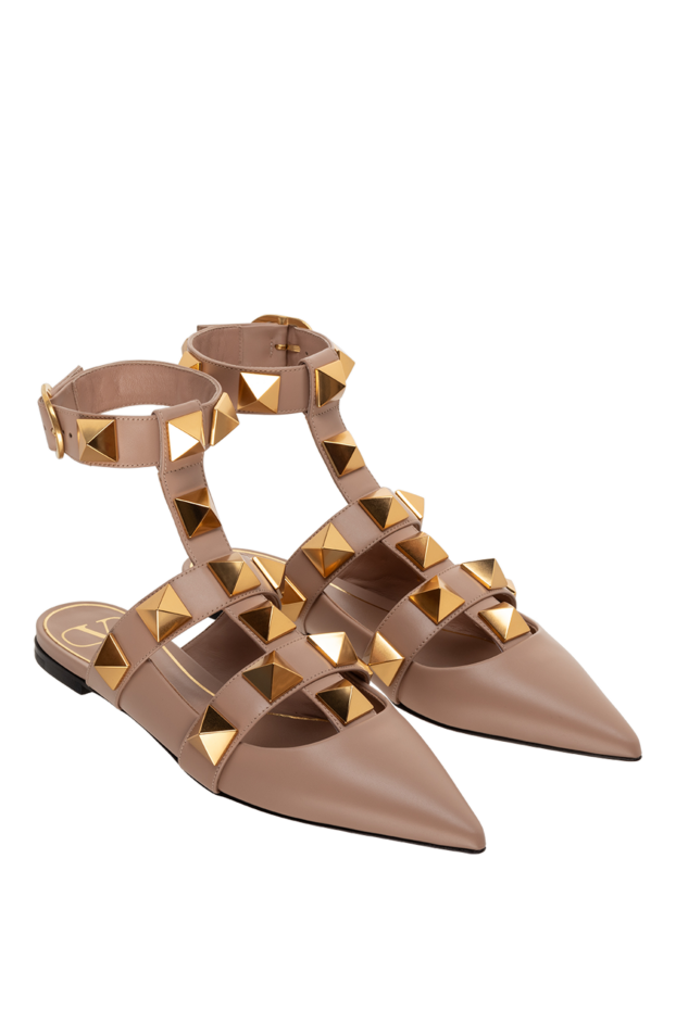 Valentino flat beige shoes with geometric studs and ankle strap 175285 - photo 3