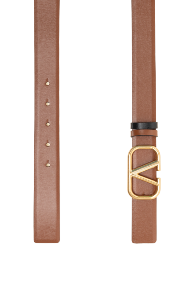 Valentino women's leather belt in cognac shade with a v-shaped buckle 175292 - photo 3
