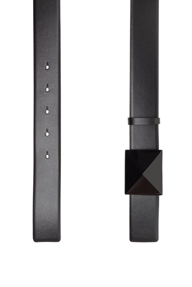 Valentino rockstud black leather belt with glossy buckle for women 175293 - photo 3