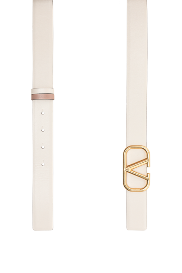 Valentino white leather belt with two loops and gold-plated buckle women's 175295 - photo 3