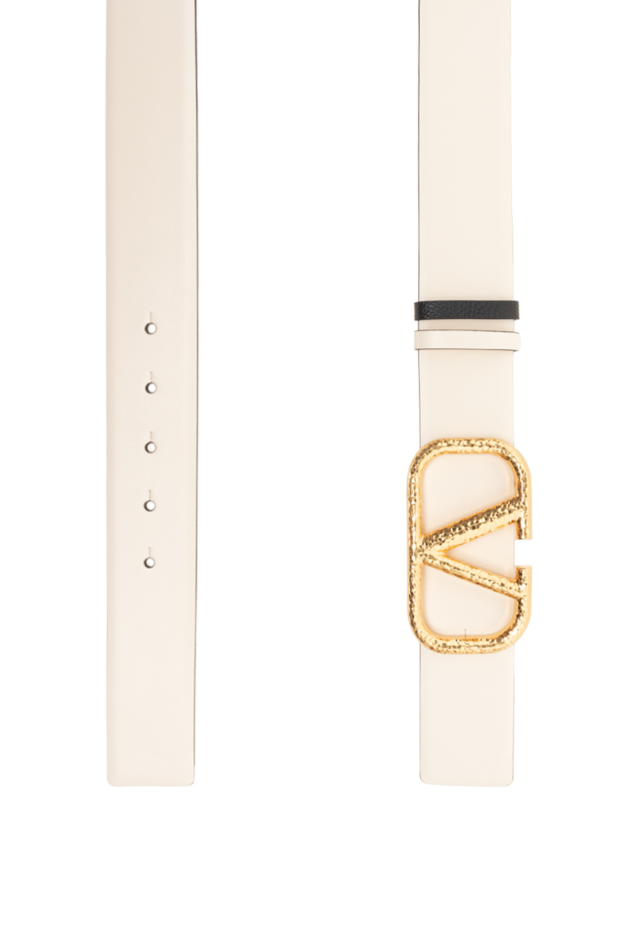 Valentino white leather belt decorated with gold-plated logo buckle women's 175297 - photo 3