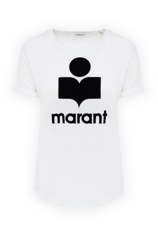 Isabel Marant white linen t-shirt with black logo print women's 175304 - photo 1