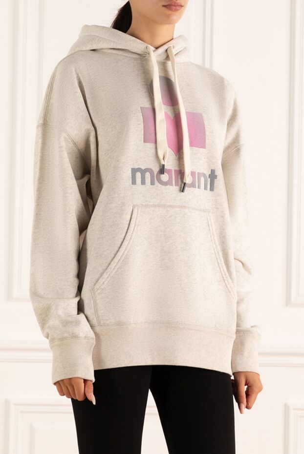 Isabel Marant beige hoodie with a colorful logo print women's 175316 - photo 3