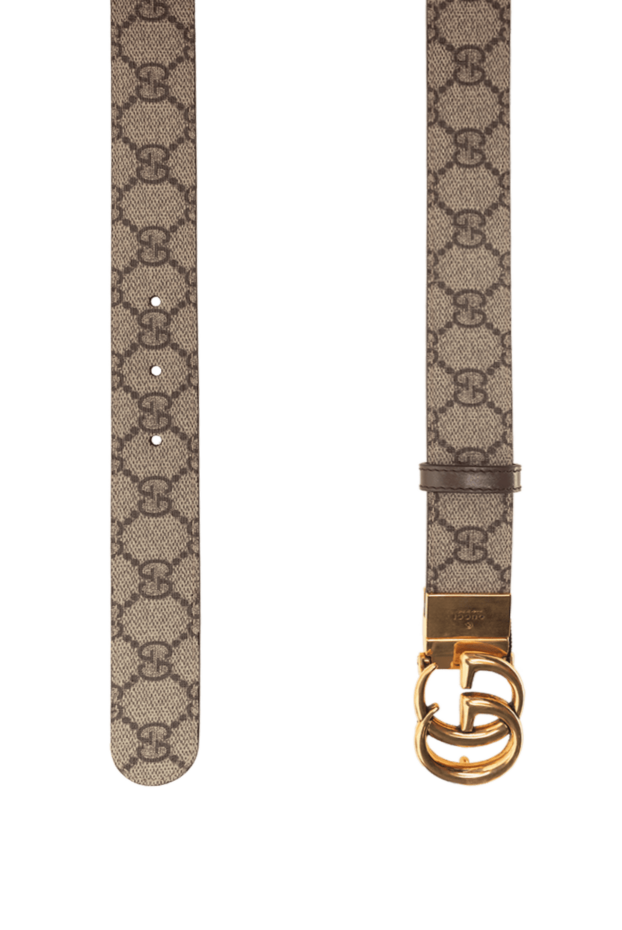 Gucci кожаный ремень женский с канвой gg supreme и логотипом 175352 - фото 3