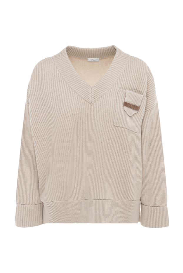 Brunello Cucinelli джемпер из плотного трикотажа в рубчик с декоративным карманом 175377 - фото 1