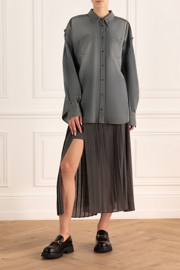 Gray polyester and wool skirt for women - photo 2