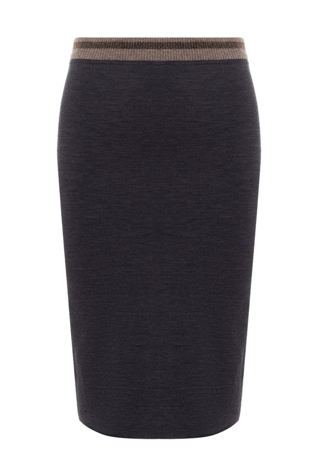 Gray knitted midi skirt with a contrasting wool belt - photo 1