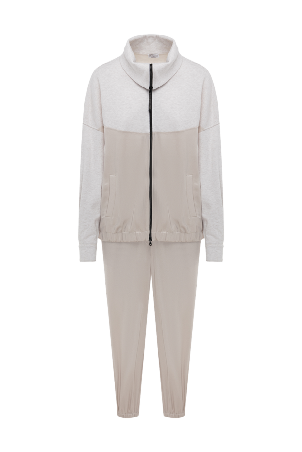 Brunello Cucinelli двухцветный костюм с воротником-стойкой и эластичными манжетами 175472 - фото 1