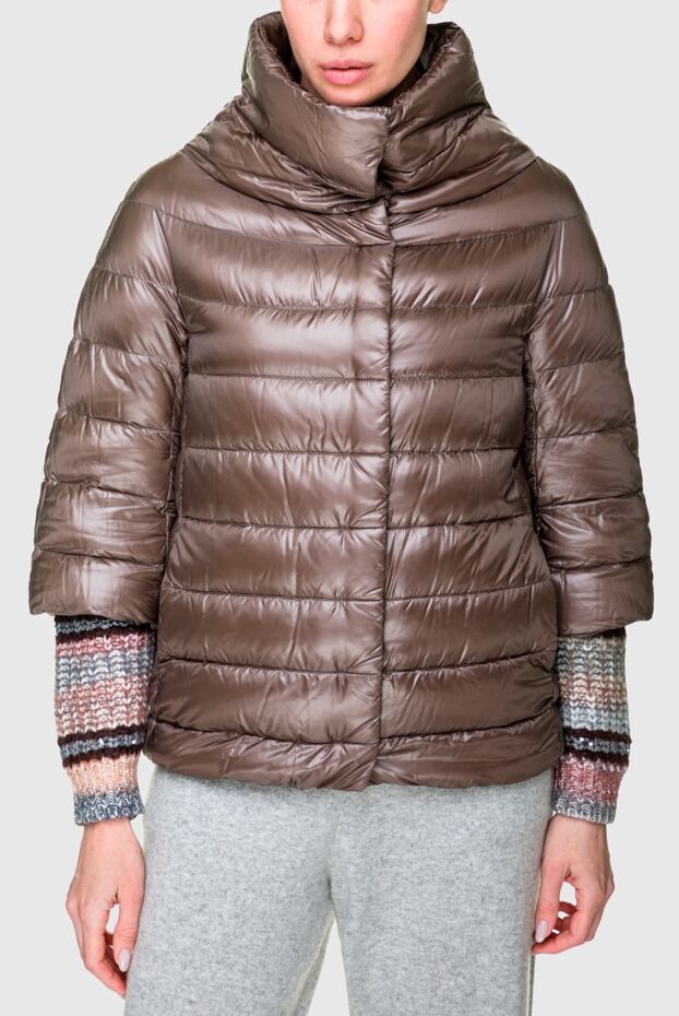 Herno straight-cut down jacket in bronze color with short sleeves 175517 - photo 3