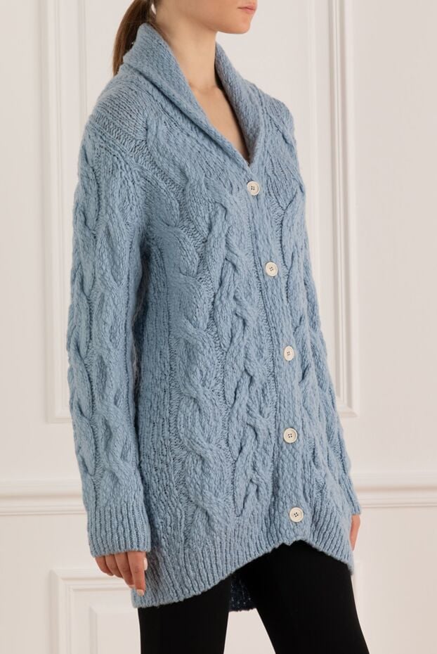 Casheart blue women's cardigan with braids on buttons and large knit 175553 - photo 3