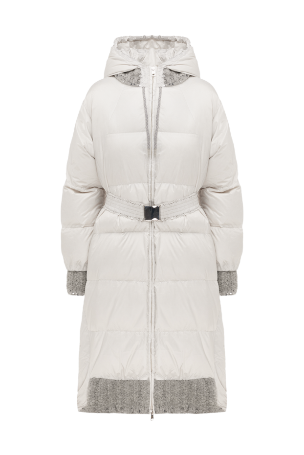 Panicale gray women's down jacket with hood and knitted trim 175564 - photo 1