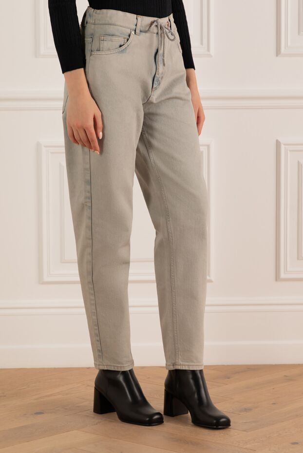 Panicale gray women's denim jeans with drawstring 175566 - photo 3
