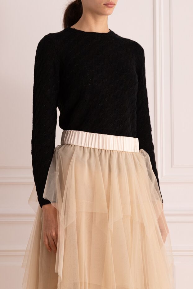 Panicale black fitted jumper with textured knitting women's 175570 - photo 3