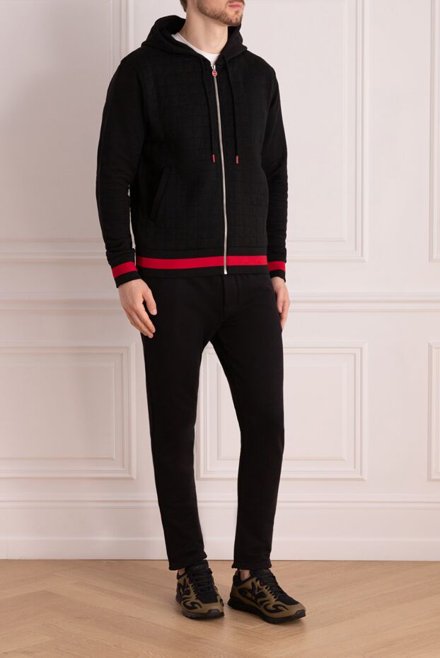 Kiton dark blue quilted suit with a hood and red cuffs 175575 - photo 3