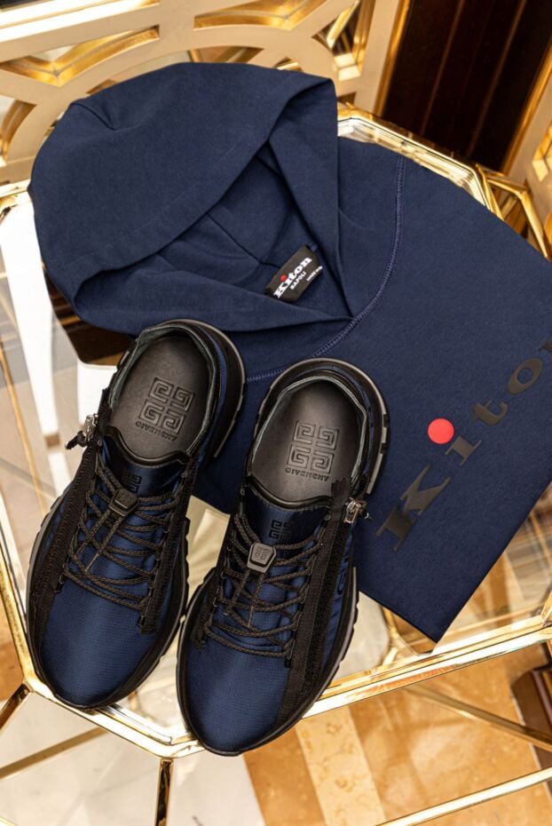 Kiton hoodie made of cotton and elastane blue for men 175579 - photo 2