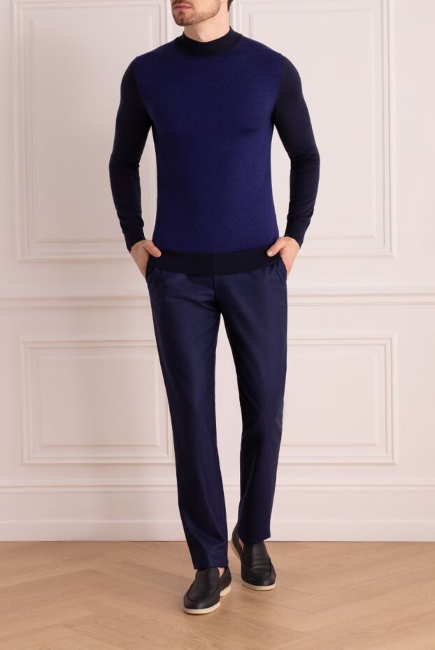 Cesare di Napoli man men's blue wool trousers buy with prices and photos 175590 - photo 2