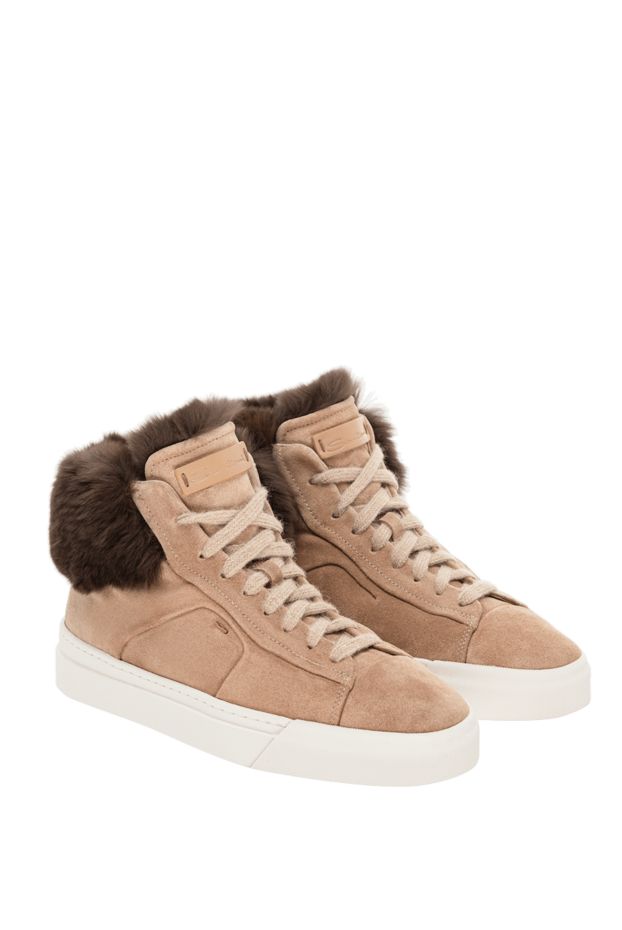 Santoni beige suede sneakers for women 175628 - photo 3