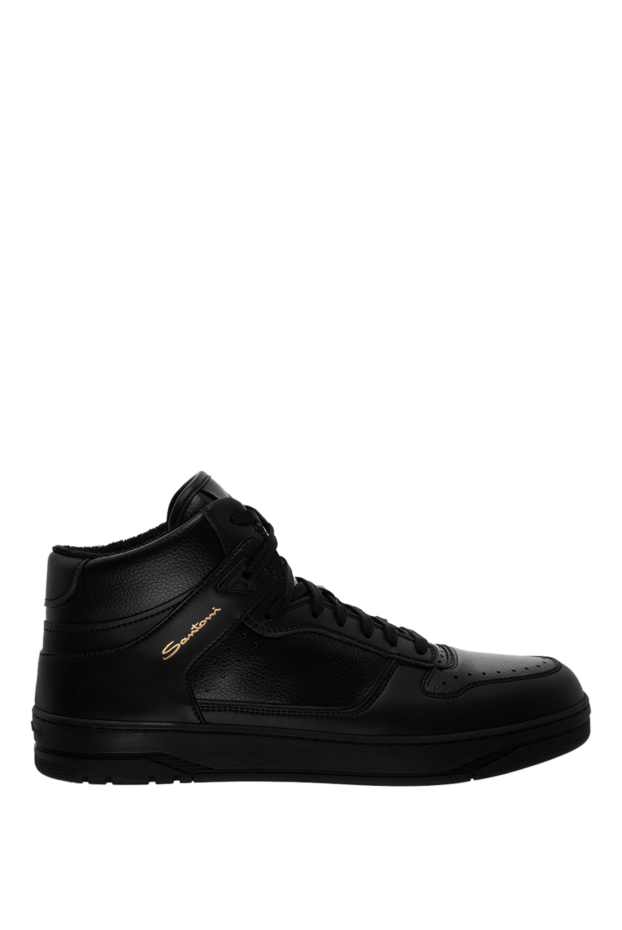 Santoni кросівки хай-топ шкіряні чорні чоловічі 175636 - фото 1