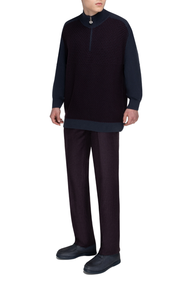 Stefano Ricci knitted troy sweater with a short zip in a two-tone color blocking style 175641 - photo 2
