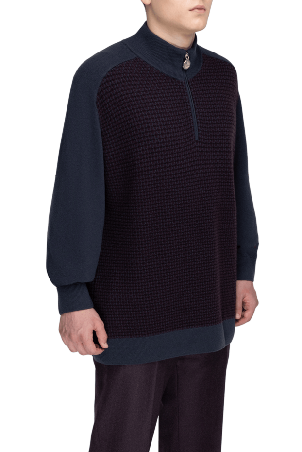 Stefano Ricci knitted troy sweater with a short zip in a two-tone color blocking style 175641 - photo 3