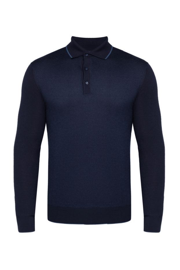 Stefano Ricci dark blue long sleeve textured knit polo shirt 175645 - photo 1