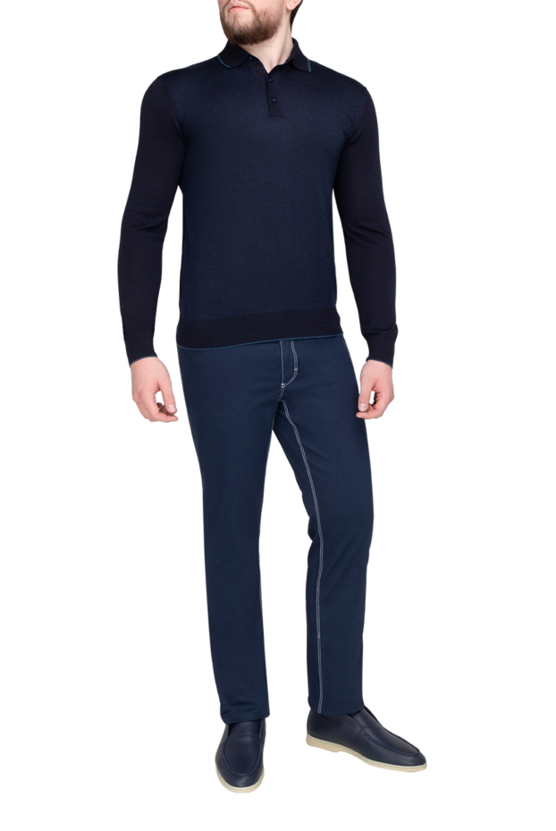 Stefano Ricci dark blue long sleeve textured knit polo shirt 175645 - photo 2