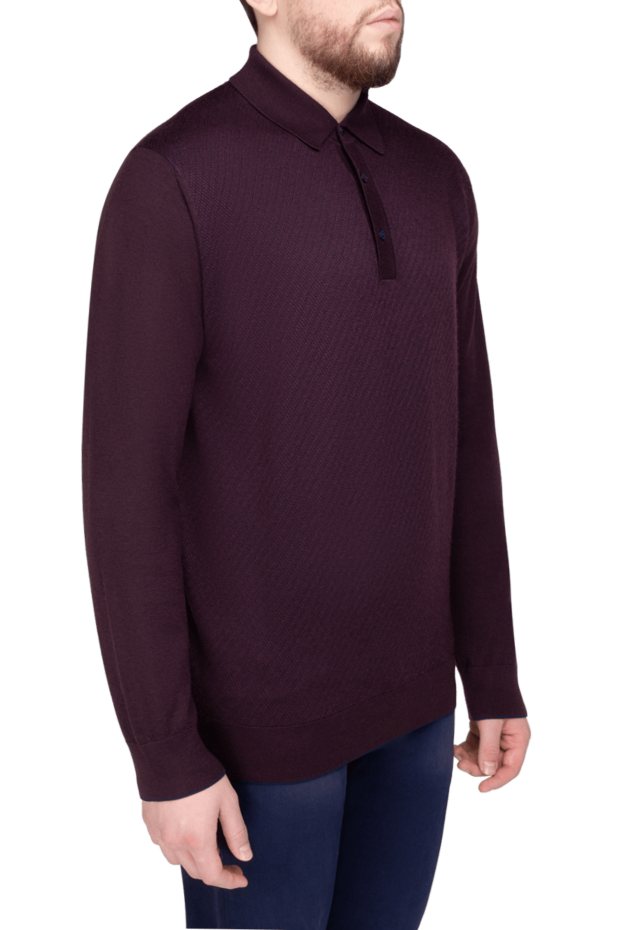 Stefano Ricci long sleeve cashmere and silk polo for men burgundy 175648 - photo 3