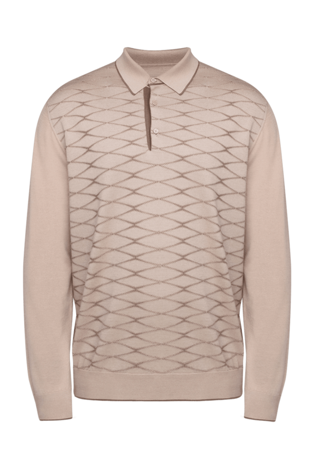 Stefano Ricci long sleeve polo shirt in cashmere and silk, beige, with diamonds 175654 - photo 1