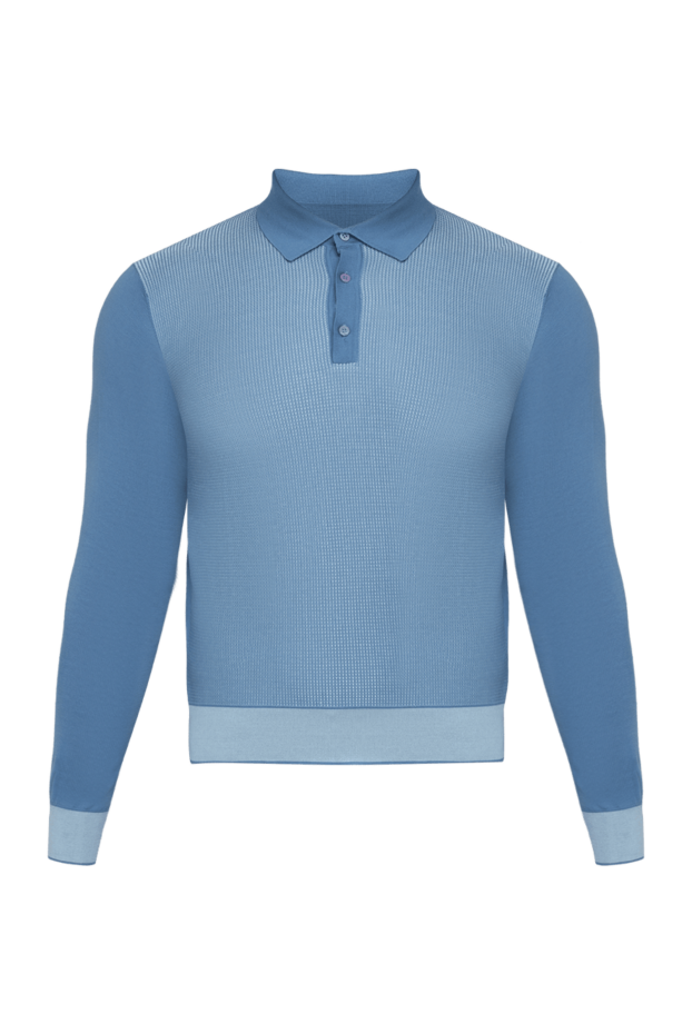 Stefano Ricci blue long sleeve polo shirt made of cashmere and silk 175655 - photo 1