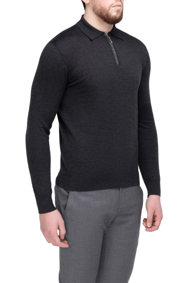 Stefano Ricci men's gray silk crocodile skin zip-up polo shirt 175659 - photo 3