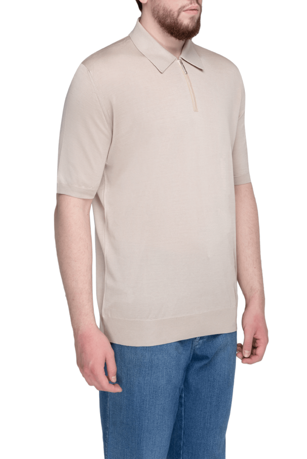 Stefano Ricci long sleeve silk polo for men beige 175661 - photo 3