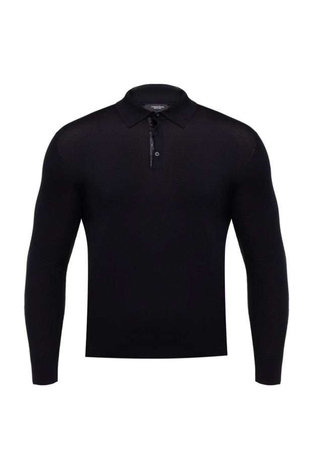 Men's black long sleeve silk and cashmere polo shirt - photo 1