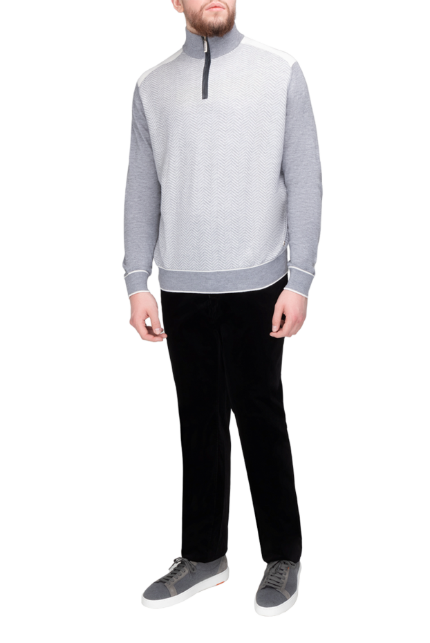 Stefano Ricci men's light grey melange cashmere and silk troyer 175666 - photo 2
