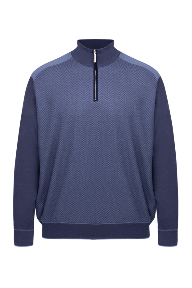 Stefano Ricci men's blue herringbone cashmere and silk troyer 175669 - photo 1
