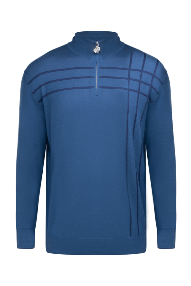 Stefano Ricci men's blue abstract pattern troyer zip up 175673 - photo 1