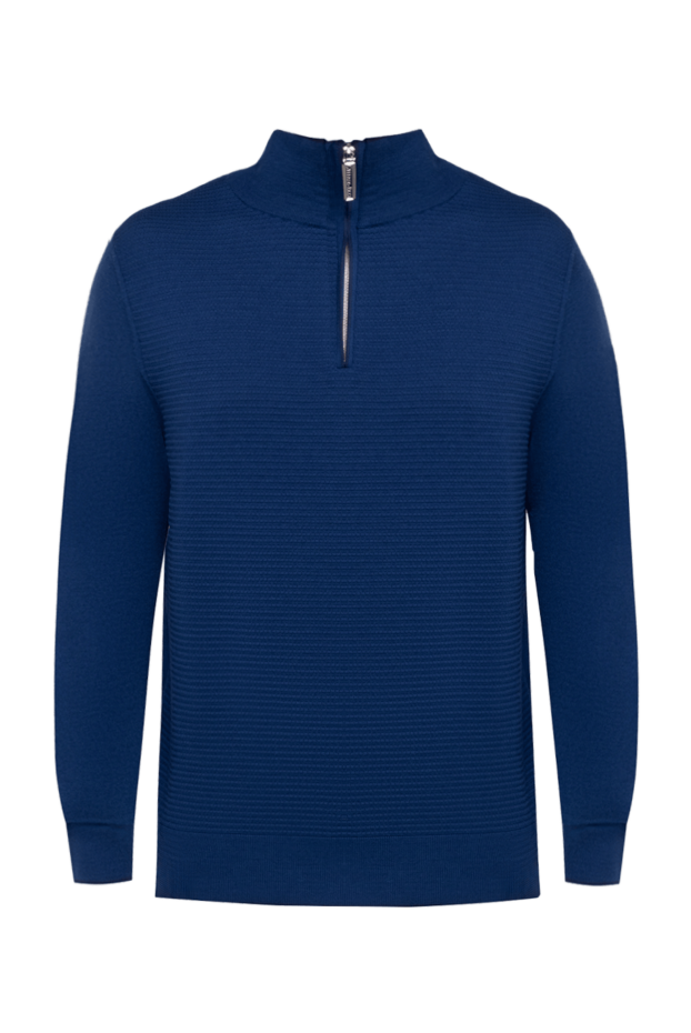 Stefano Ricci blue wool troyer with a textured knit and zipper. 175677 - photo 1