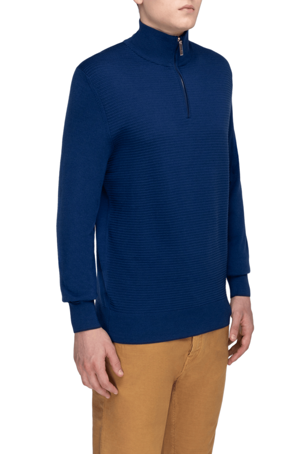 Stefano Ricci blue wool troyer with a textured knit and zipper. 175677 - photo 3
