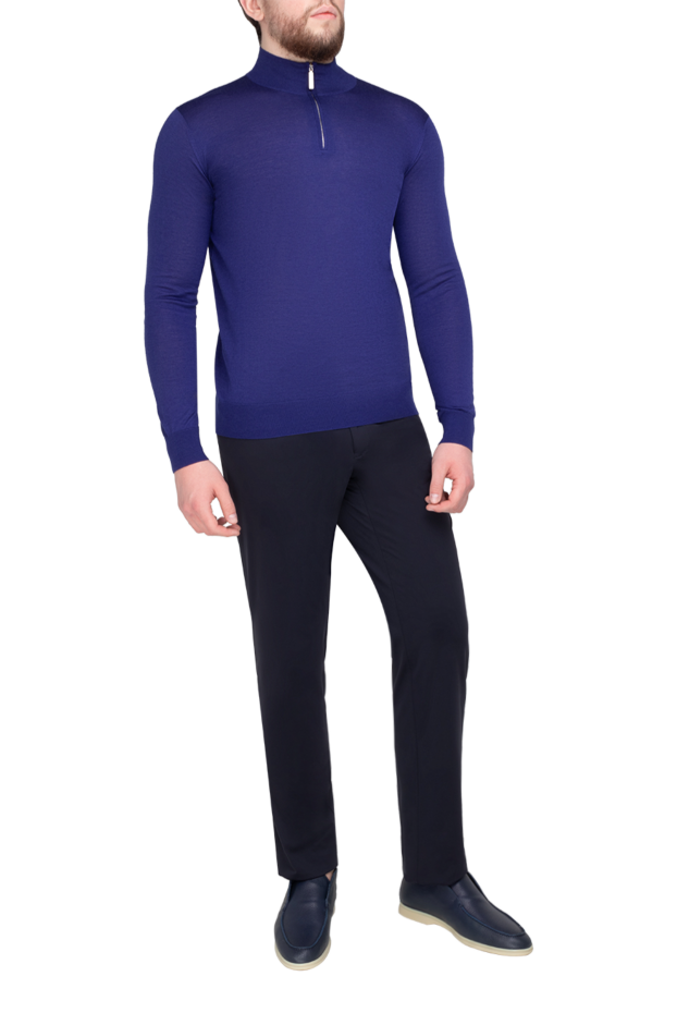 Stefano Ricci navy blue cashmere and silk troyer with zip-up collar 175679 - photo 2