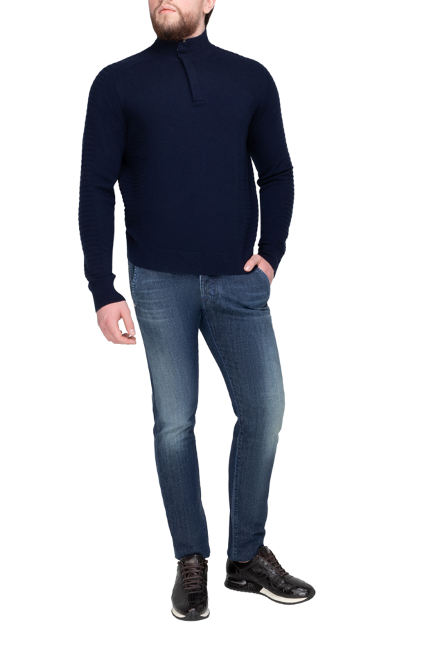 Stefano Ricci troyer made of soft knitwear in a dark blue shade with embossed inserts 175681 - photo 2